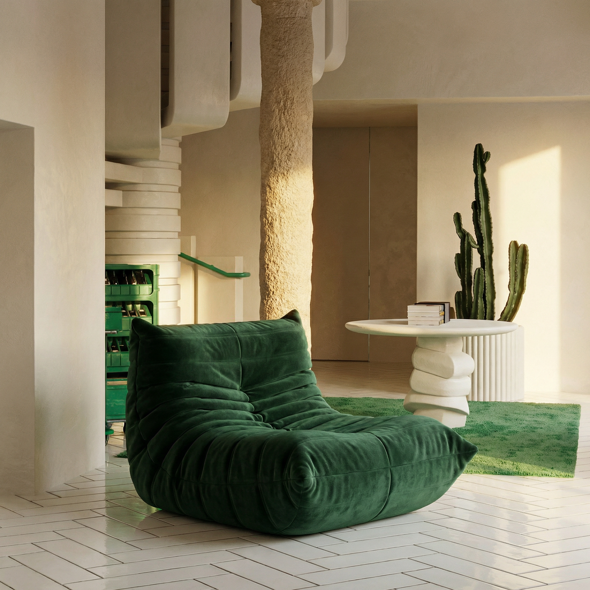 Caterpillar mid-century "Togo" lazy single sofa