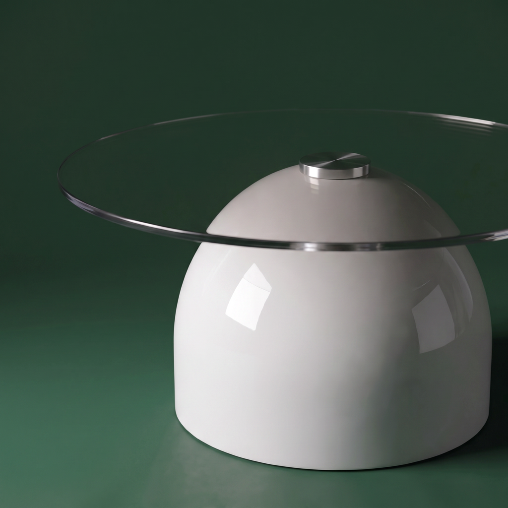 Contemporary bell dome glass coffee table