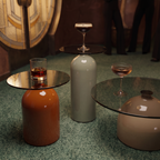 Contemporary bell dome glass coffee table
