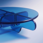 Contemporary plump transparant blue acrylic round coffee table