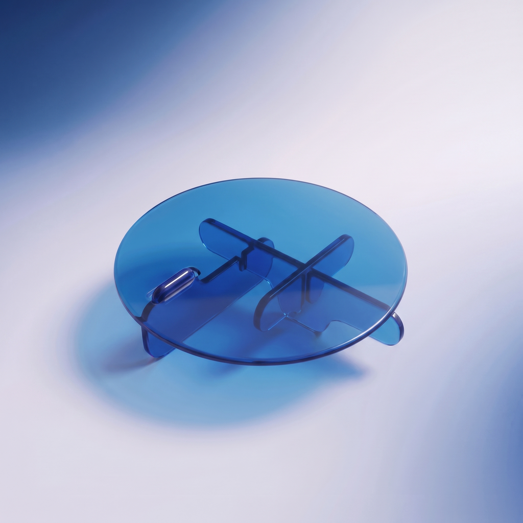 Contemporary plump transparant blue acrylic round coffee table