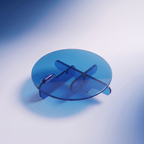 Contemporary plump transparant blue acrylic round coffee table