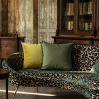 Contemporary textured embroidery relief organic green cushion cover