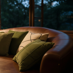 Contemporary textured embroidery relief organic green cushion cover