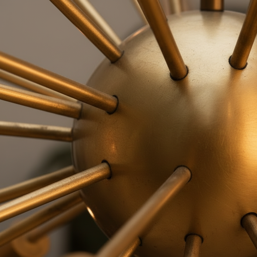 Italian space age atomic age brass sputnik pendant chandelier