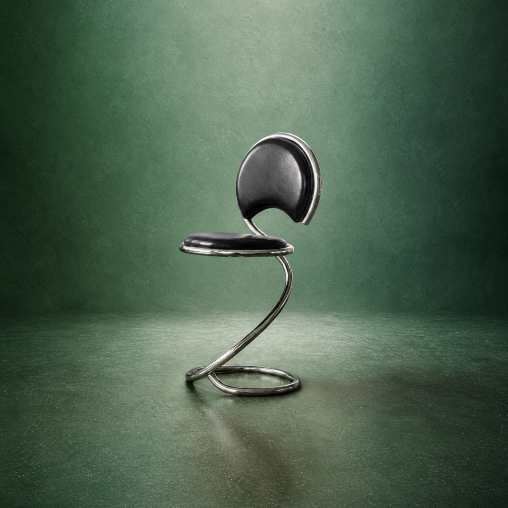 Bauhaus pre war cognac brow black leather steel "Slangestolen" chair