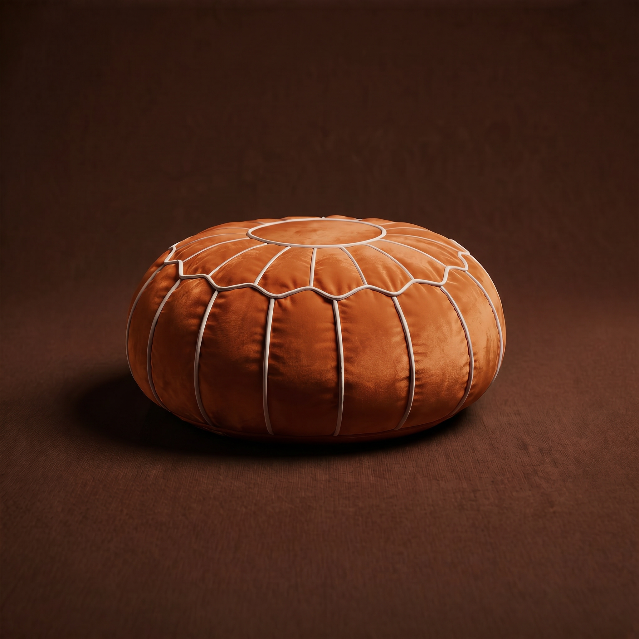 Minimalist oriental velvet moroccan embroidery pouf 16th century