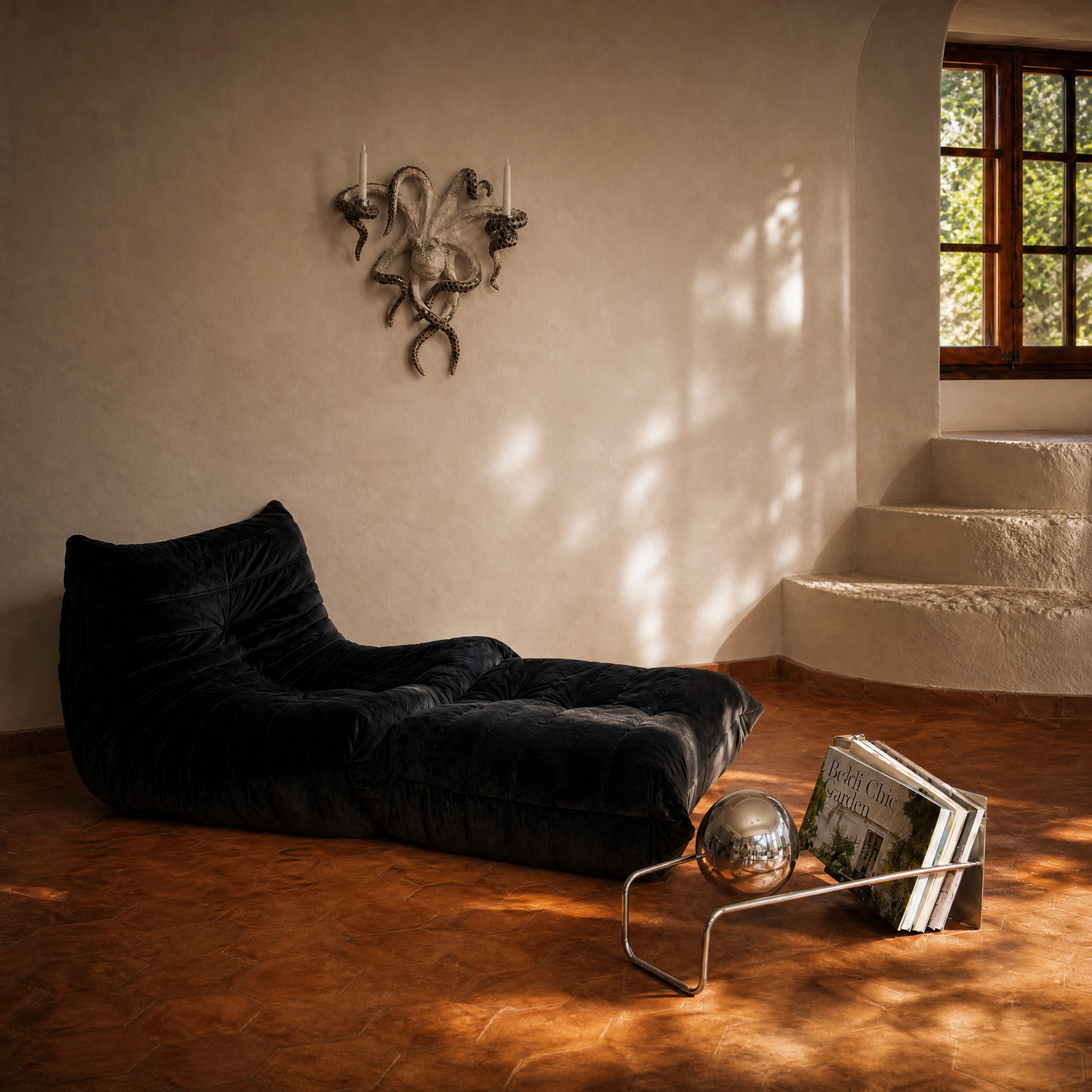Bauhaus space age spherical floating bookshelf