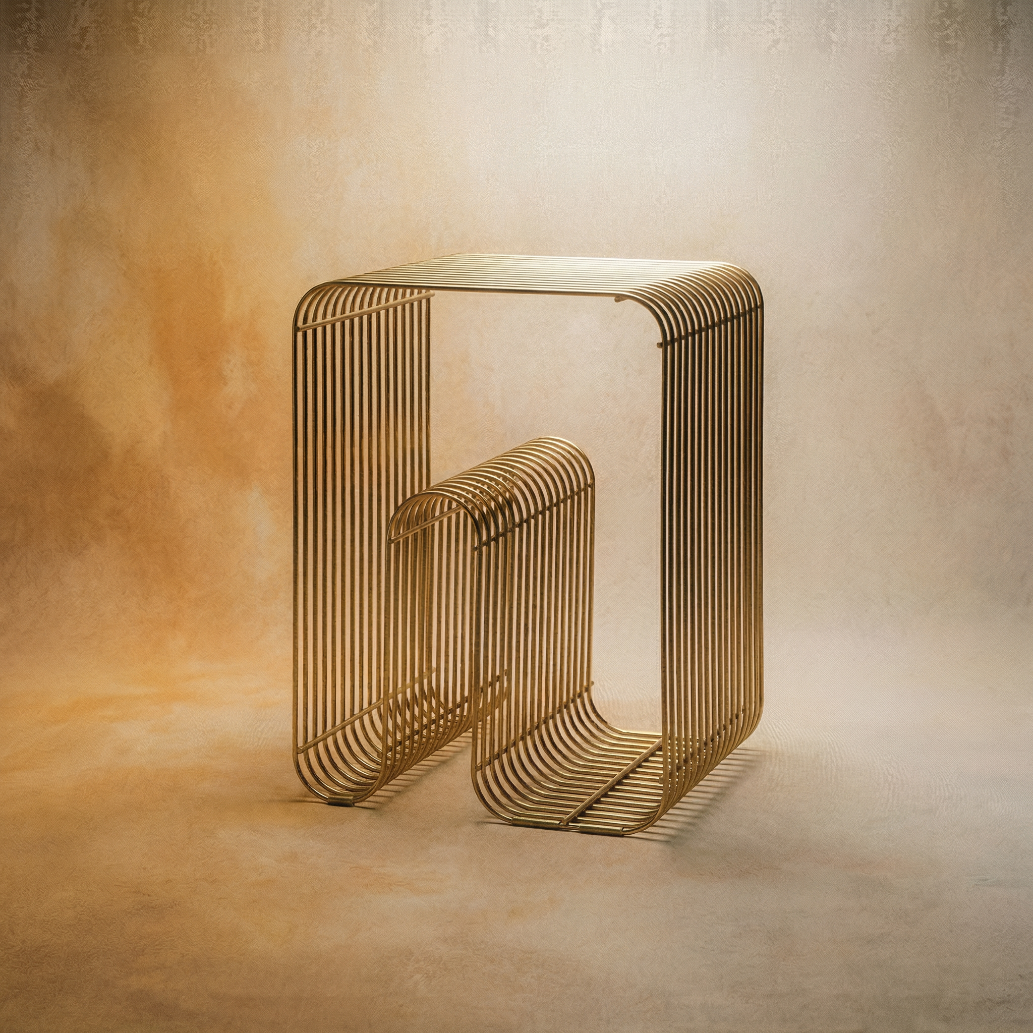 Art deco geometric metal square accent table bookcase