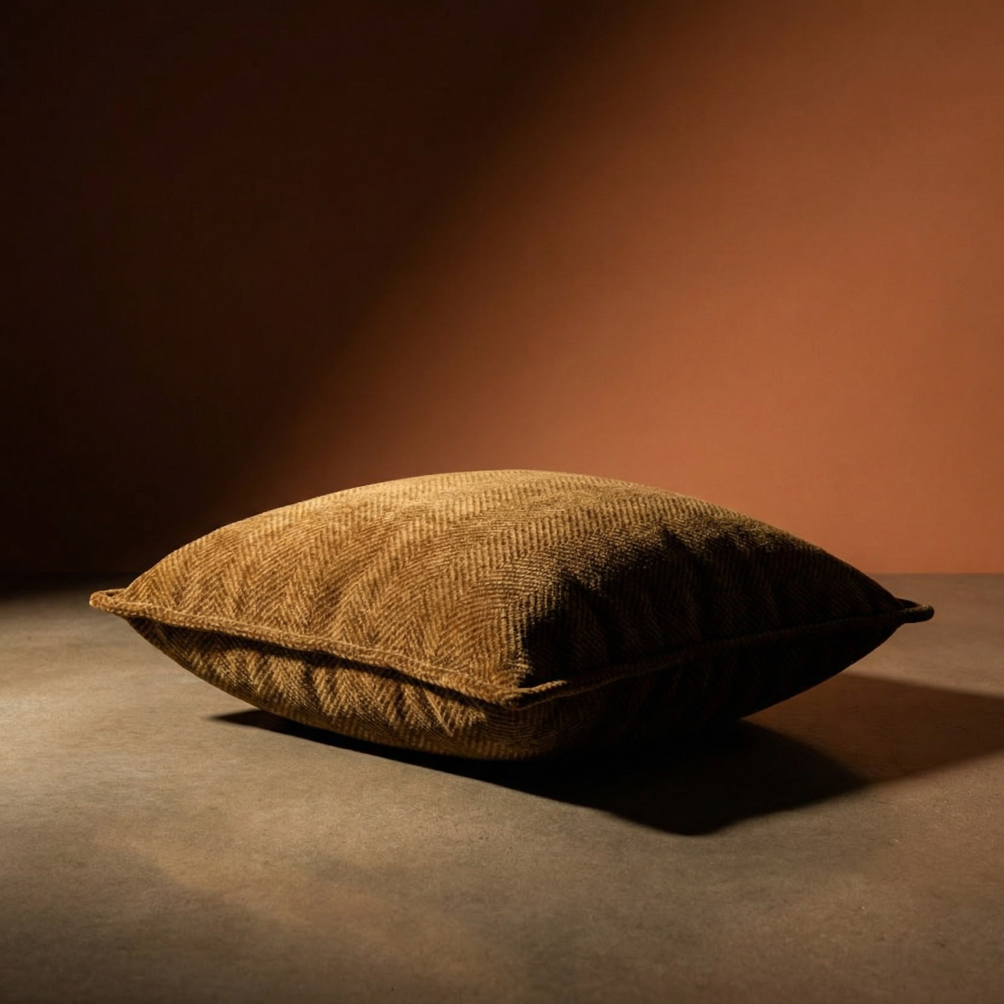 contemporary jacquard caramel herringbone embroidery relief brown cushion cover
