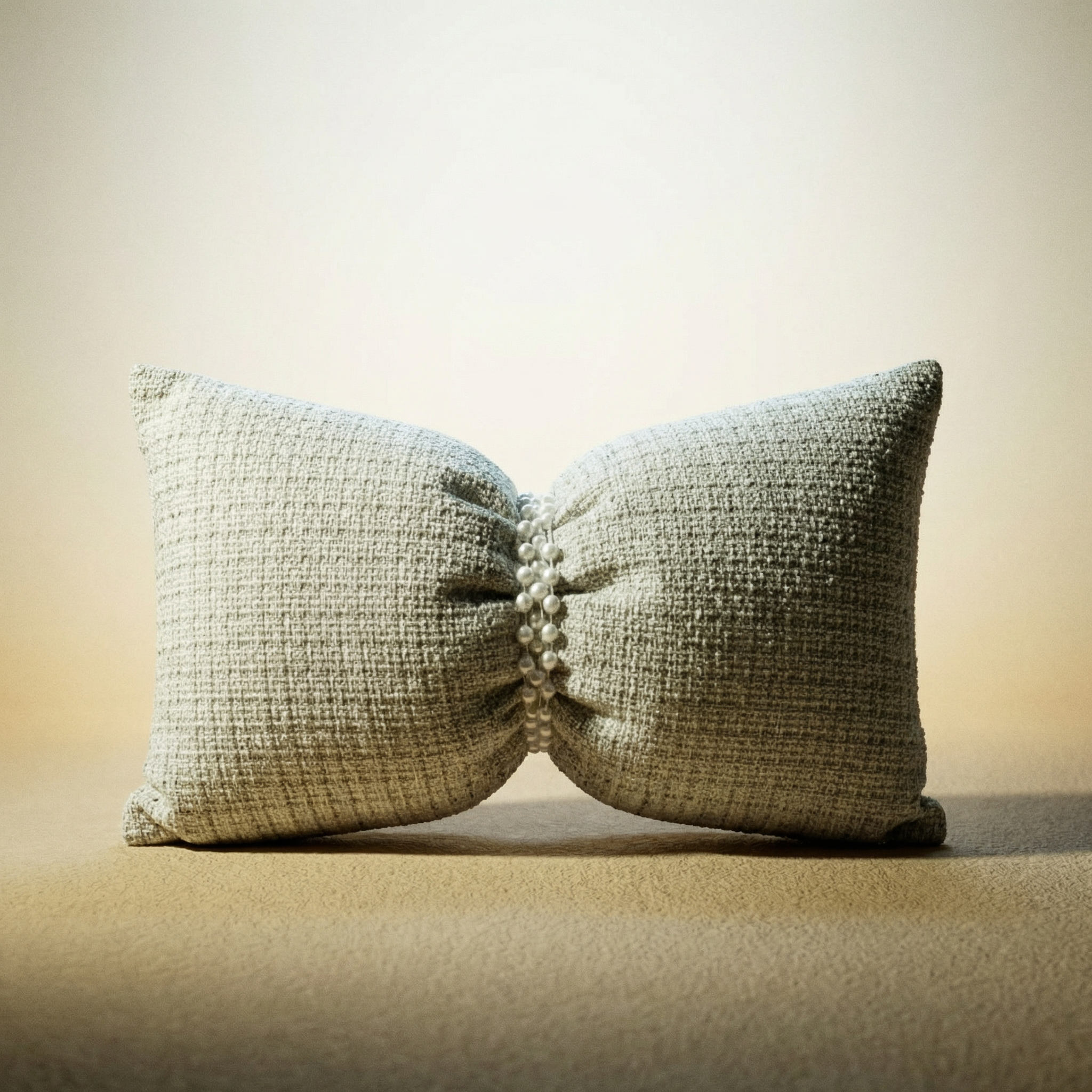 Contemporary textured embroidery relief organic green cushion cover