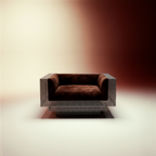 Brutalist grid perforated steel cognac sofa