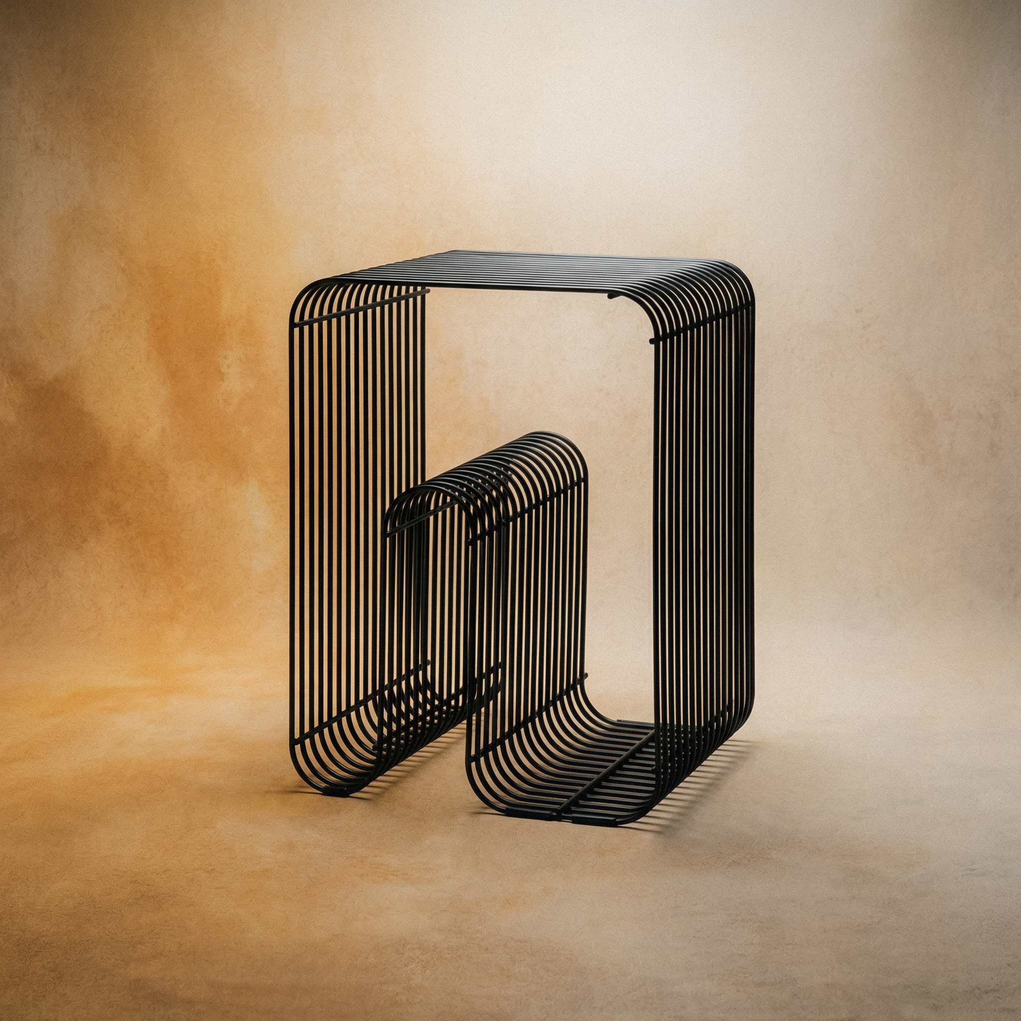 Art deco geometric metal square accent table bookcase