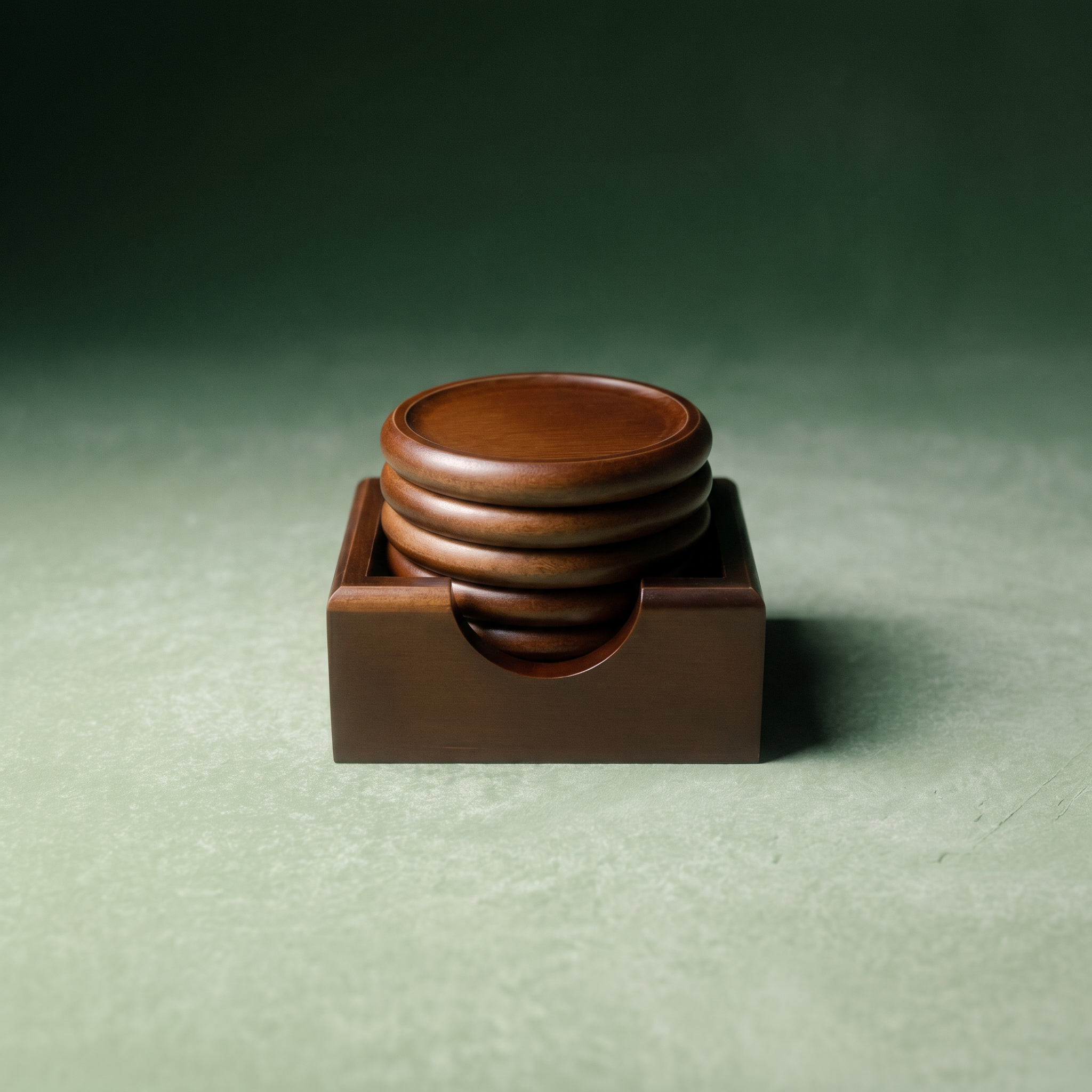 Japandi bamboo mid-century round tea coaster set