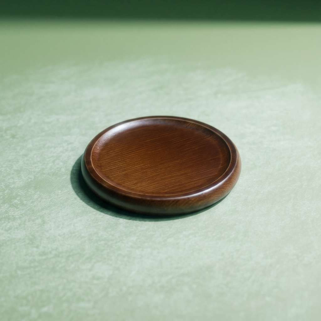 Japandi bamboo mid-century round tea coaster set