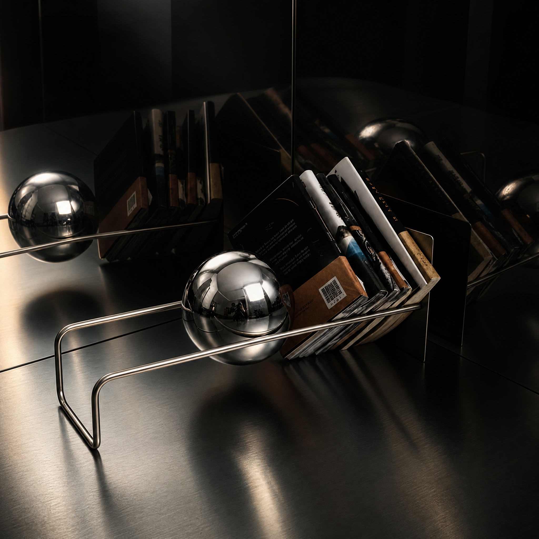 Bauhaus space age spherical floating bookshelf