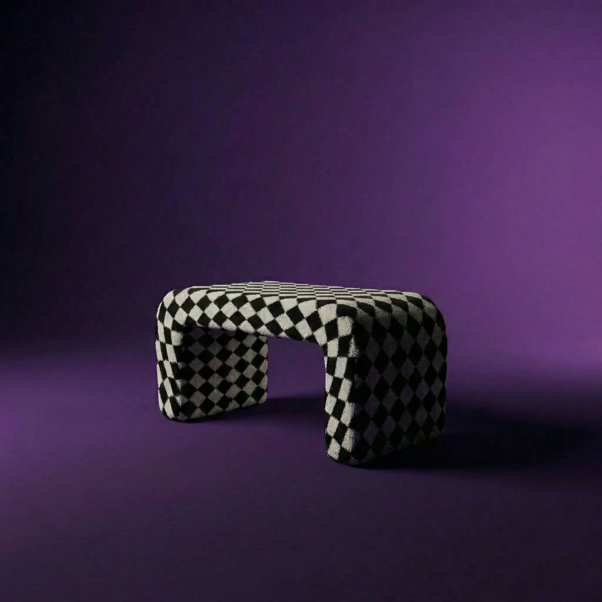 Memphis contemporary white black checked "Jacob bench"