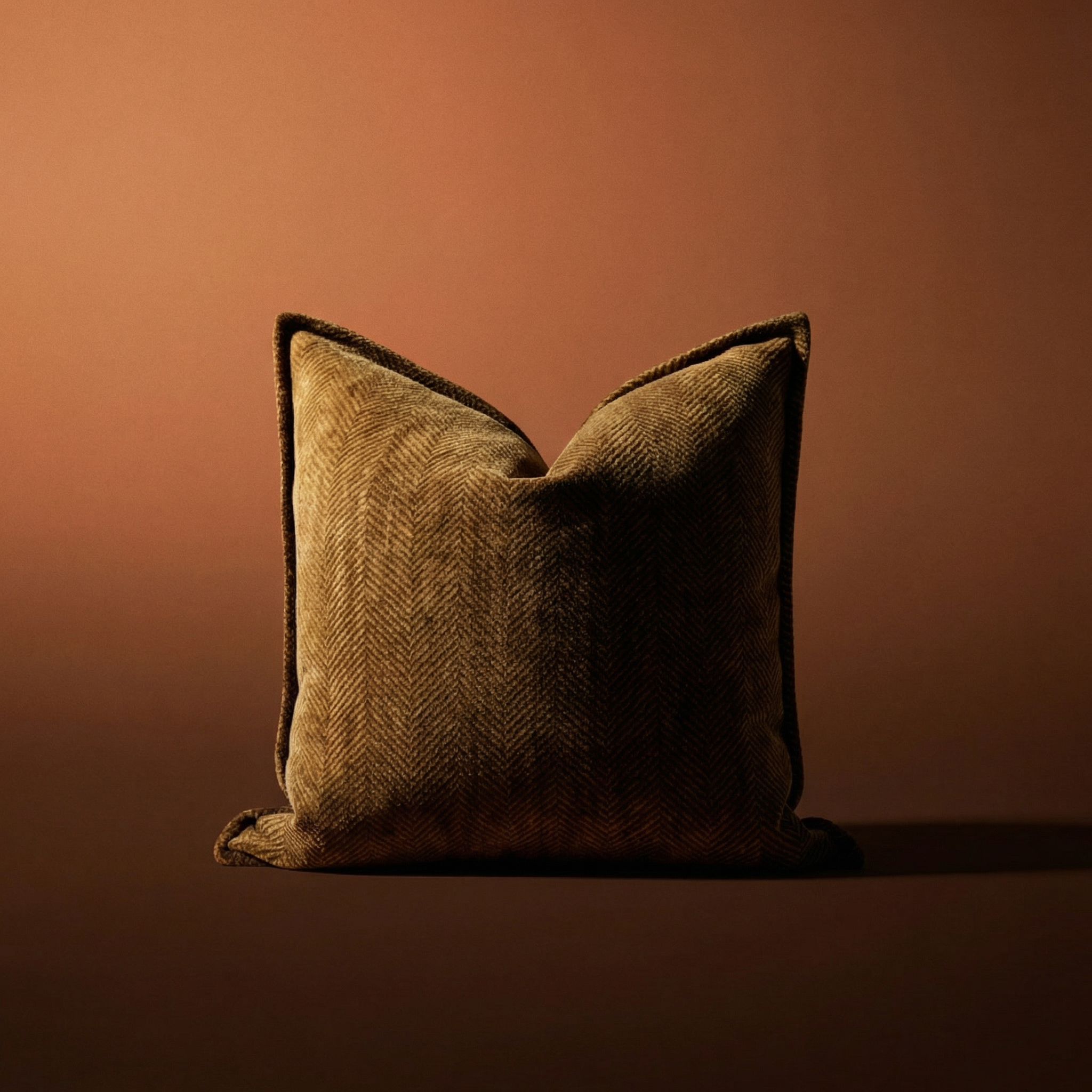 contemporary jacquard caramel herringbone embroidery relief brown cushion cover