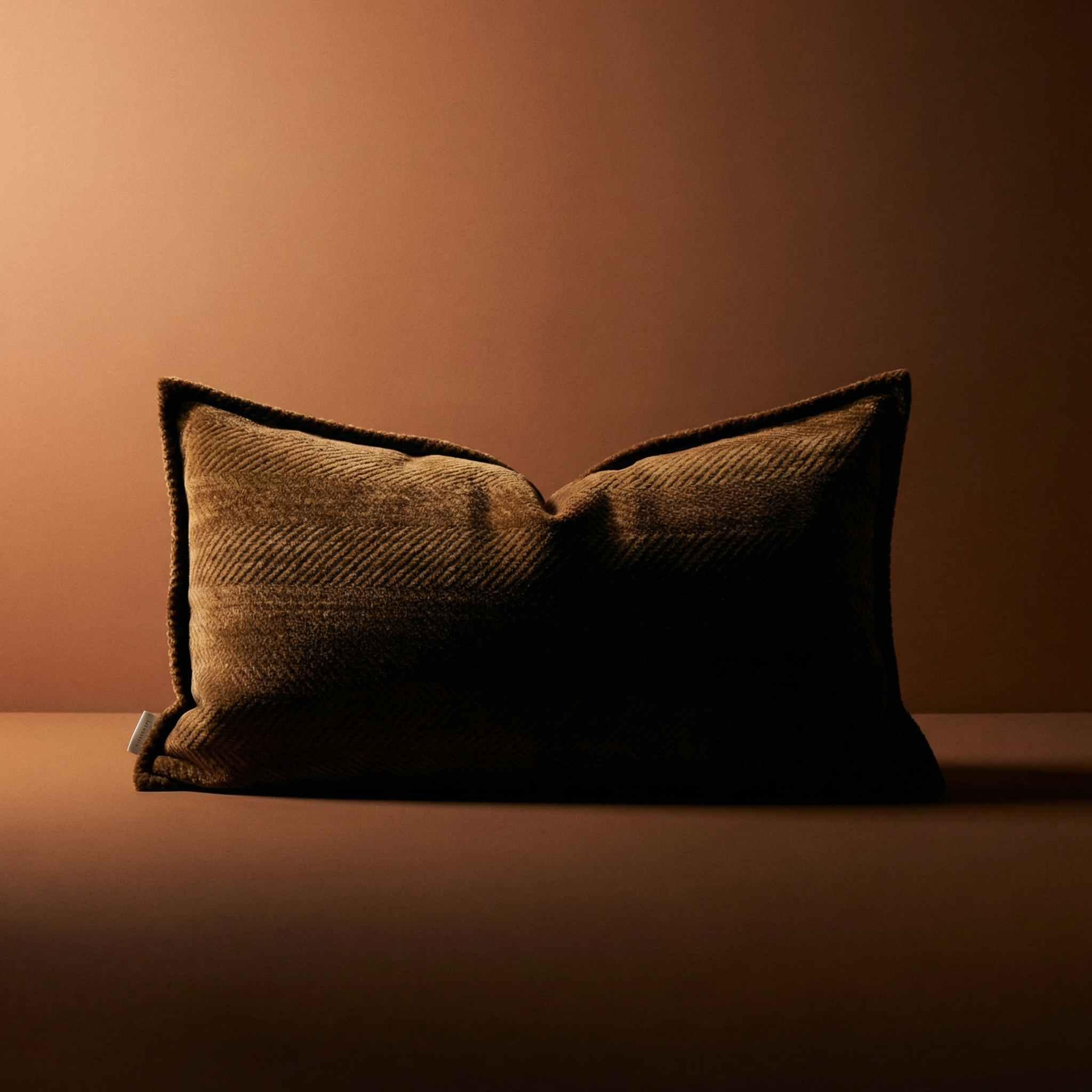 contemporary jacquard caramel herringbone embroidery relief brown cushion cover