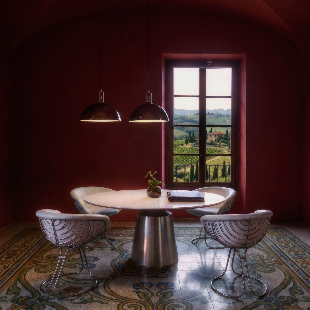 Italian contemporary slate round dining table