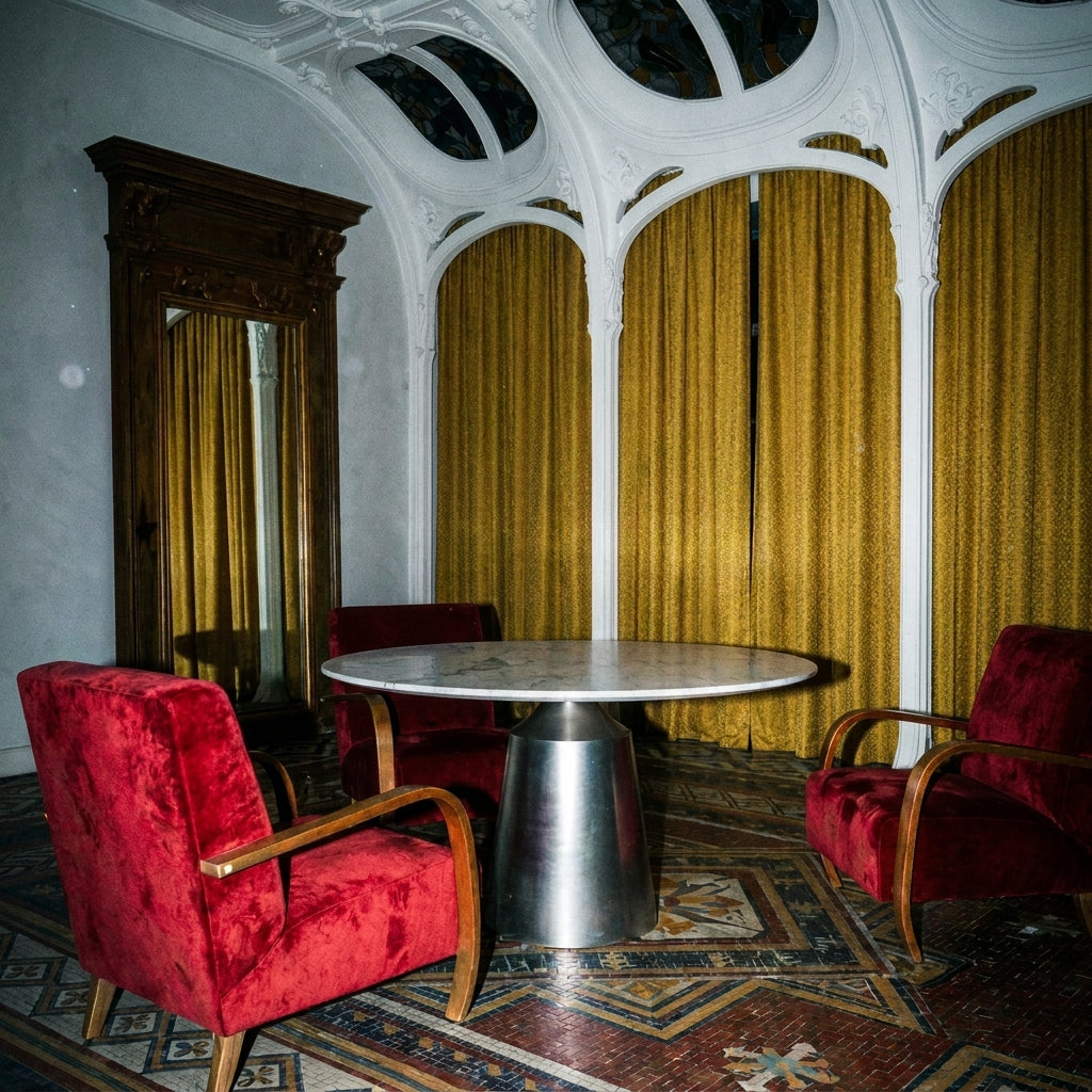 Italian contemporary slate round dining table