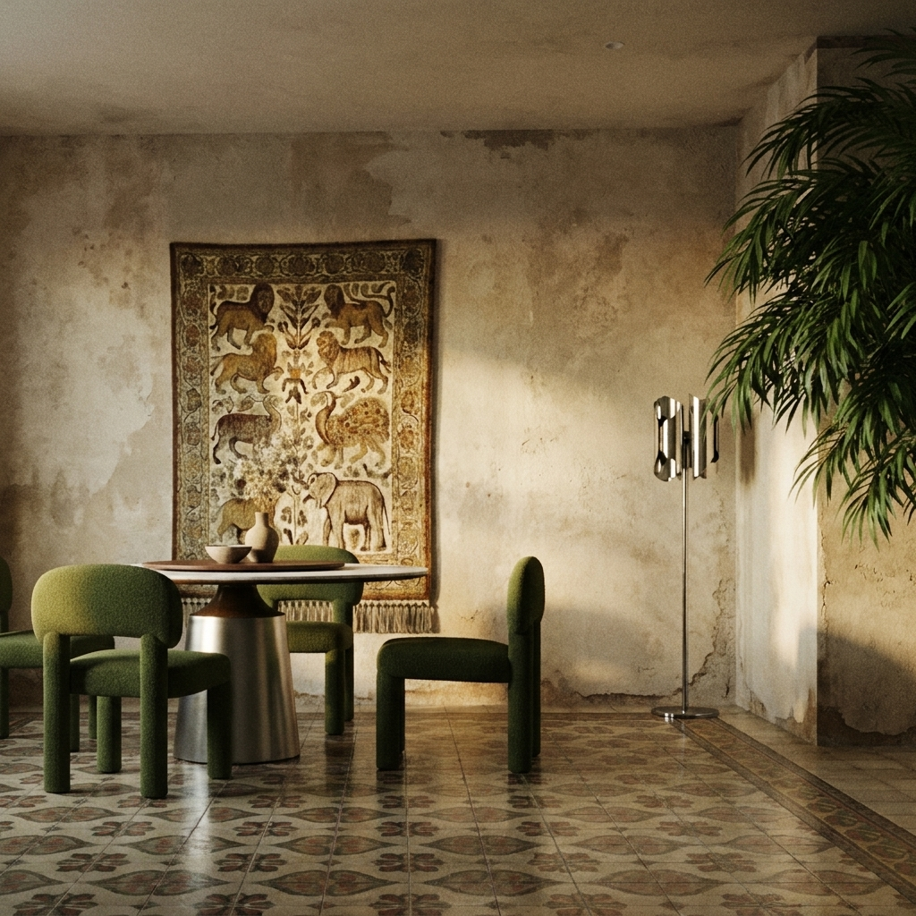 Italian contemporary slate round dining table