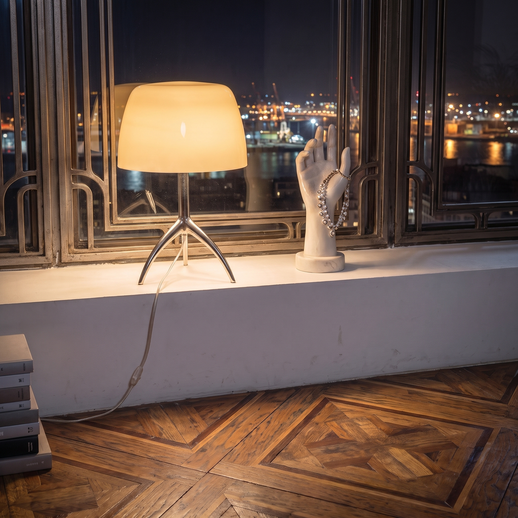 Italian space age glass table lamp accent