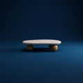 Japandi vintage oval sculptural wood coffee table