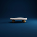 Japandi vintage oval sculptural wood coffee table