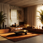 Japandi vintage oval sculptural wood coffee table