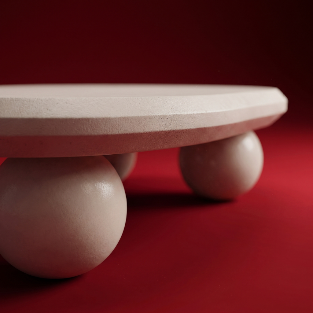 Japandi vintage oval sculptural wood coffee table
