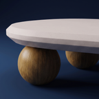 Japandi vintage oval sculptural wood coffee table