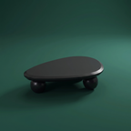 Japandi vintage oval sculptural wood coffee table