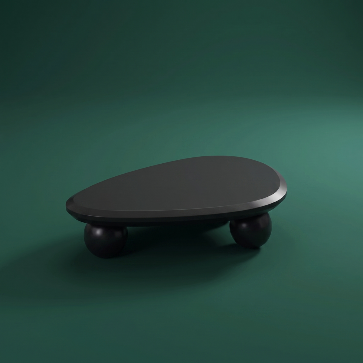 Japandi vintage oval sculptural wood coffee table