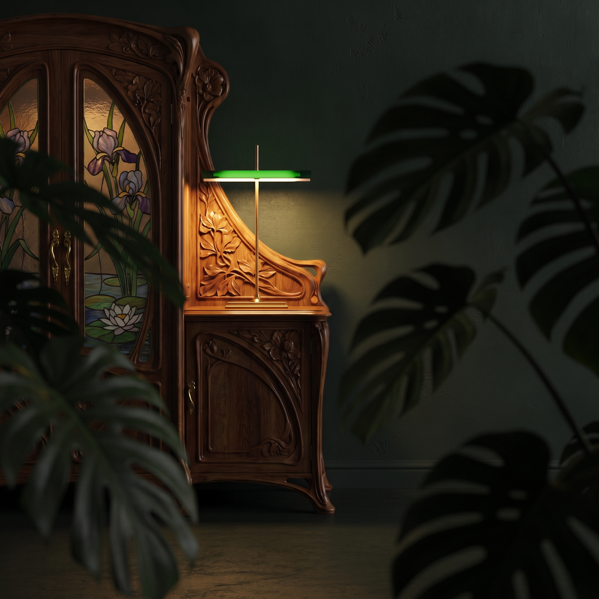 Minimalism brass bankers table lamp