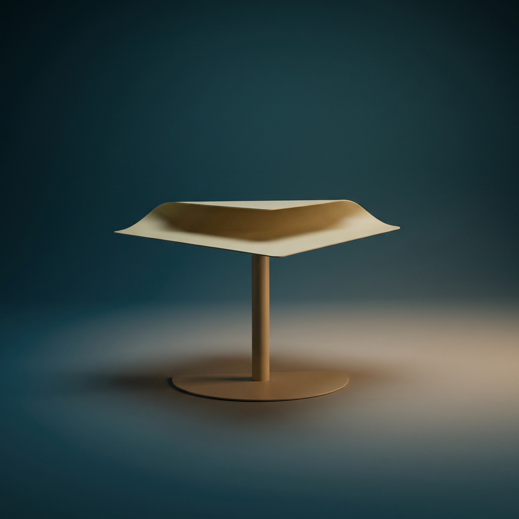 Modernist metal folded plane pedestal side table