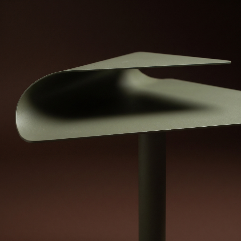 Modernist metal folded plane pedestal side table