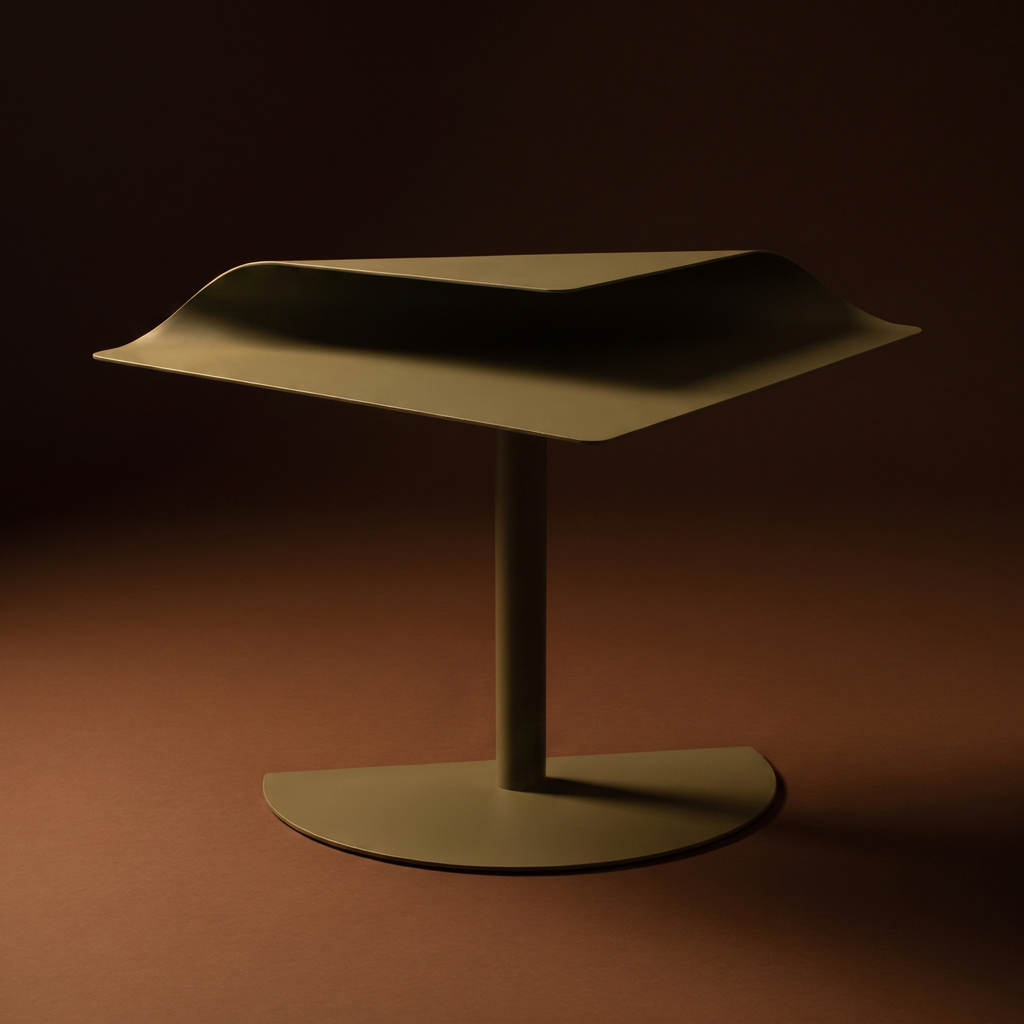 Modernist metal folded plane pedestal side table
