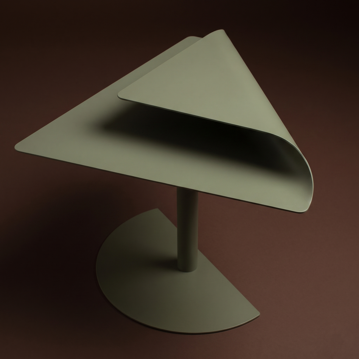 Modernist metal folded plane pedestal side table