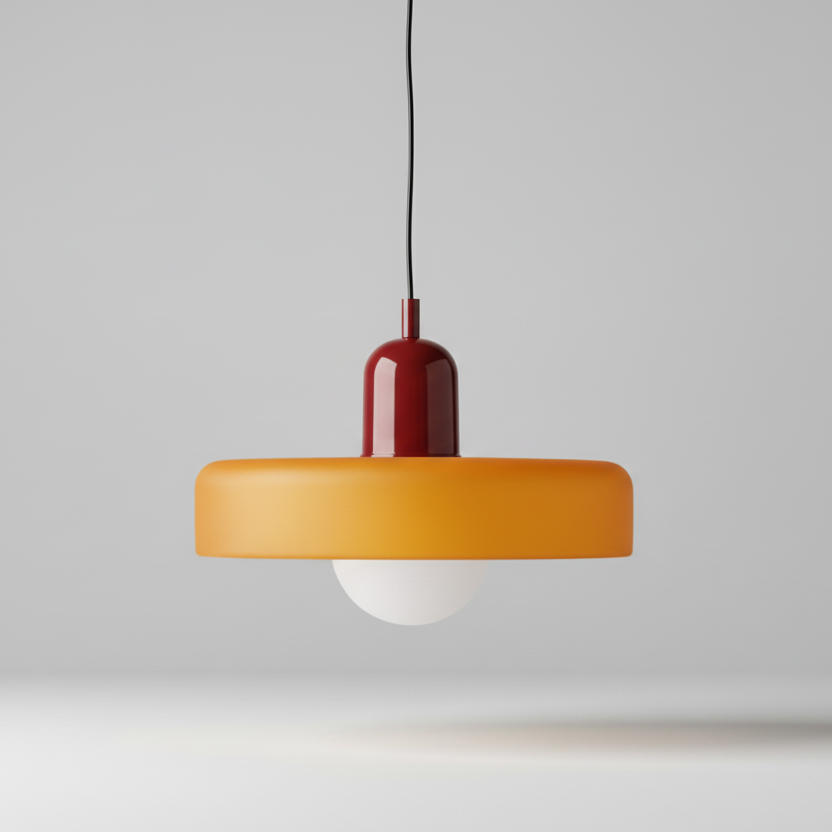 Contemporary bauhaus glass painted metal hardware chandelier