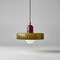 Contemporary bauhaus glass painted metal hardware chandelier