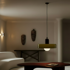 Contemporary bauhaus glass painted metal hardware chandelier