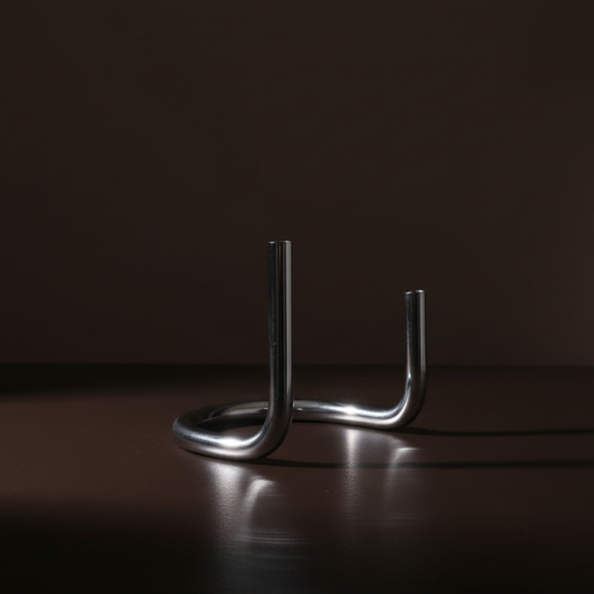 Bauhaus organic u-shaped stainless steel "Gemini candle holder"