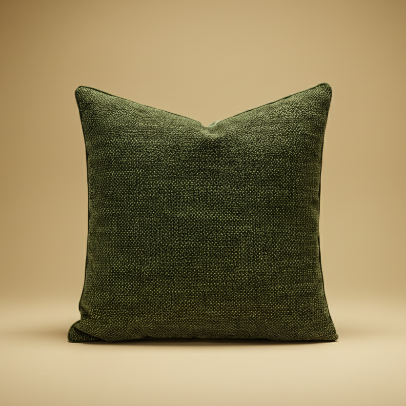 Contemporary textured embroidery relief organic green cushion cover