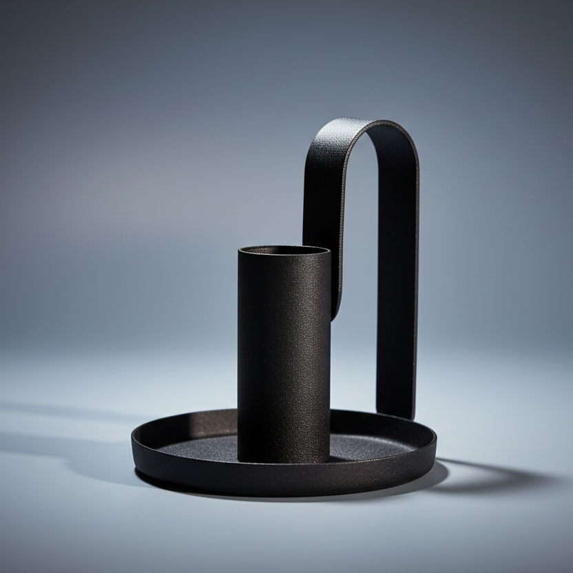 Minimalism organic matt black candle holder