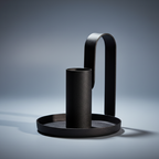 Minimalism organic matt black candle holder