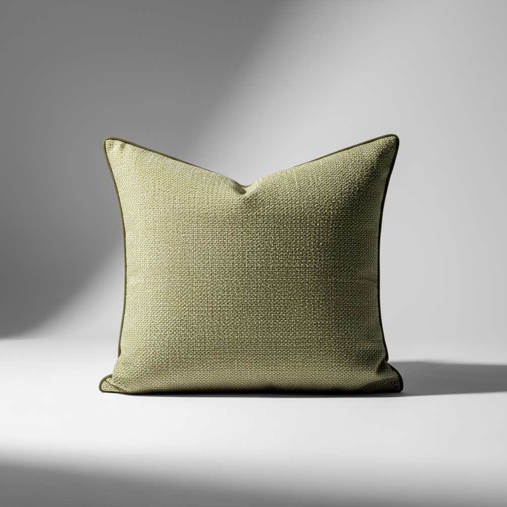 Contemporary textured embroidery relief organic green cushion cover