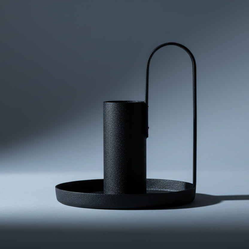 Minimalism organic matt black candle holder