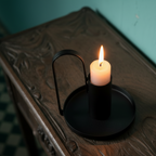 Minimalism organic matt black candle holder