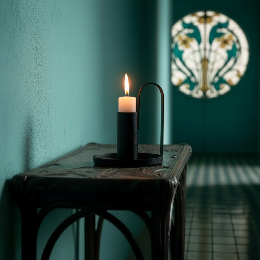 Minimalism organic matt black candle holder